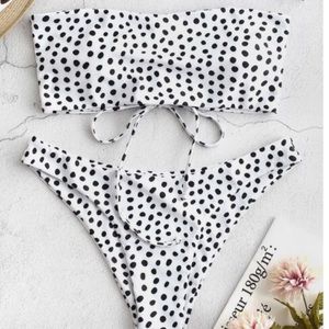 NWT Zaful Lace-up polka dot bikini set